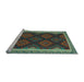 Sideview of Machine Washable Oriental Light Blue Traditional Rug, wshcon2546lblu