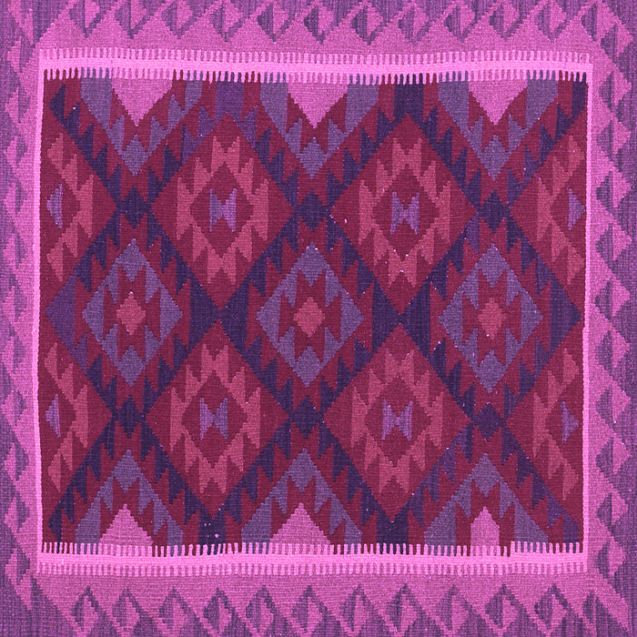 Square Machine Washable Oriental Purple Traditional Area Rugs, wshcon2546pur