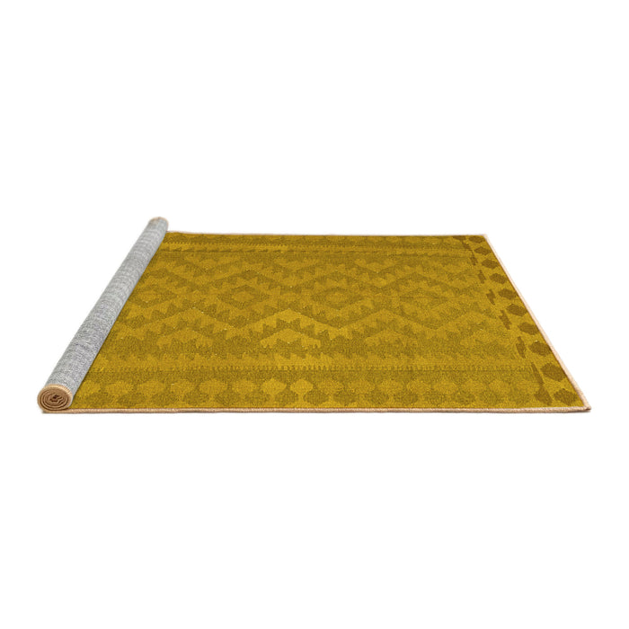 Sideview of Machine Washable Southwestern Yellow Country Rug, wshcon2547yw