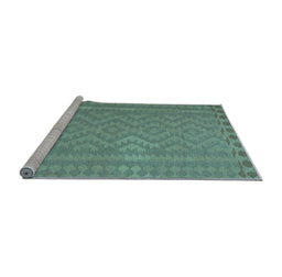 Sideview of Machine Washable Southwestern Light Blue Country Rug, wshcon2547lblu