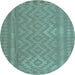 Round Southwestern Light Blue Country Rug, con2547lblu