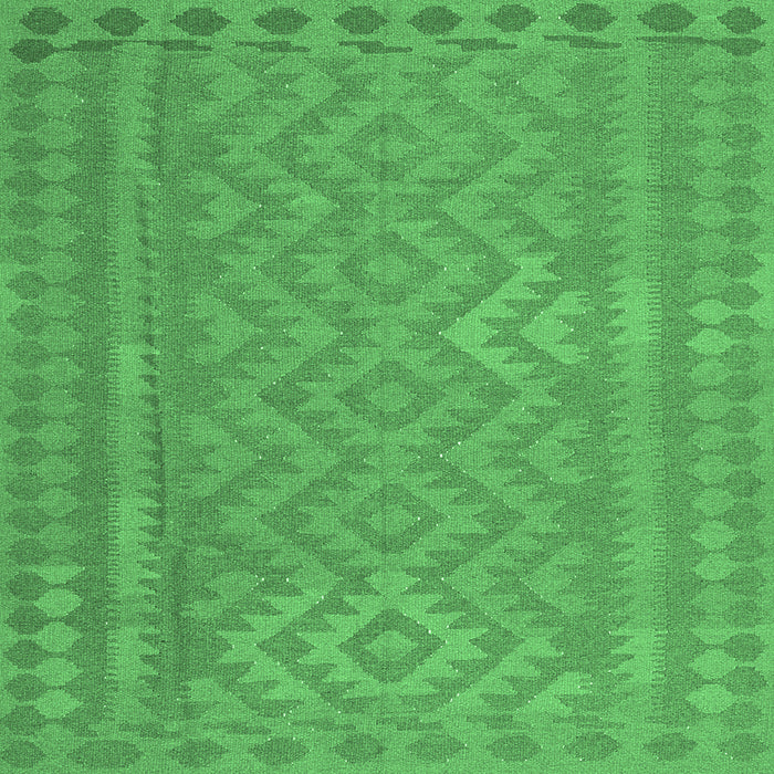 Square Machine Washable Southwestern Emerald Green Country Area Rugs, wshcon2547emgrn
