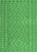 Machine Washable Southwestern Emerald Green Country Area Rugs, wshcon2547emgrn