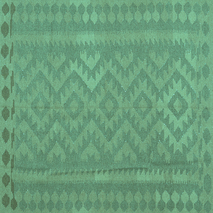 Square Machine Washable Southwestern Turquoise Country Area Rugs, wshcon2547turq