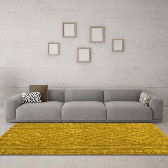 Machine Washable Southwestern Yellow Country Rug in a Living Room, wshcon2547yw