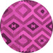 Round Machine Washable Southwestern Pink Country Rug, wshcon2548pnk