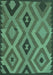 Machine Washable Southwestern Turquoise Country Area Rugs, wshcon2548turq