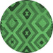 Round Southwestern Emerald Green Country Rug, con2548emgrn