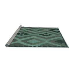 Sideview of Machine Washable Southwestern Light Blue Country Rug, wshcon2548lblu