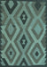 Machine Washable Southwestern Light Blue Country Rug, wshcon2548lblu