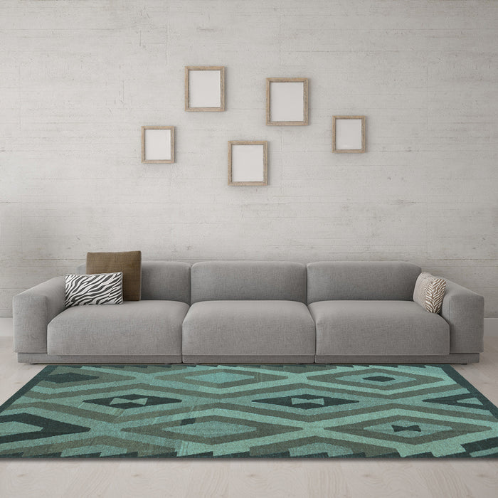 Machine Washable Southwestern Light Blue Country Rug in a Living Room, wshcon2548lblu