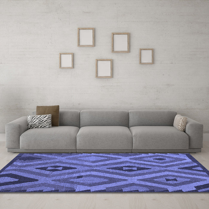 Machine Washable Southwestern Blue Country Rug in a Living Room, wshcon2548blu