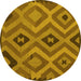 Round Machine Washable Southwestern Yellow Country Rug, wshcon2548yw