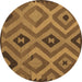 Round Machine Washable Southwestern Brown Country Rug, wshcon2548brn