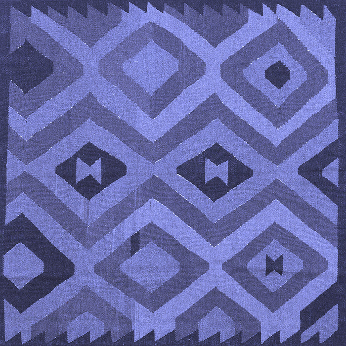 Square Machine Washable Southwestern Blue Country Rug, wshcon2548blu