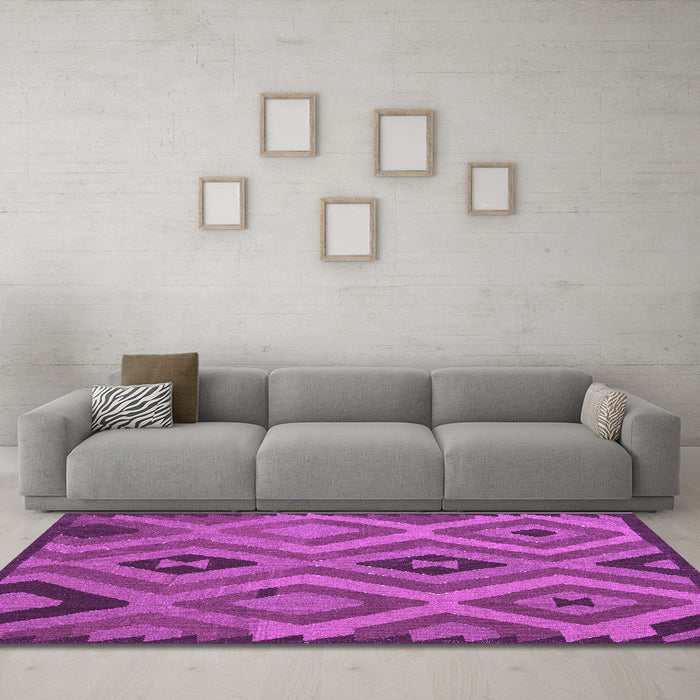 Machine Washable Southwestern Purple Country Area Rugs in a Living Room, wshcon2548pur