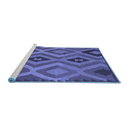 Sideview of Machine Washable Southwestern Blue Country Rug, wshcon2548blu