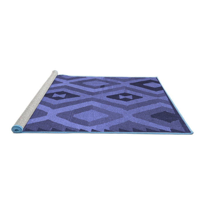 Sideview of Machine Washable Southwestern Blue Country Rug, wshcon2548blu
