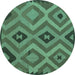 Round Southwestern Turquoise Country Rug, con2548turq