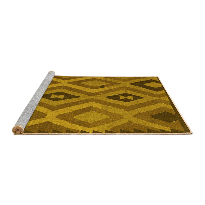 Sideview of Machine Washable Southwestern Yellow Country Rug, wshcon2548yw
