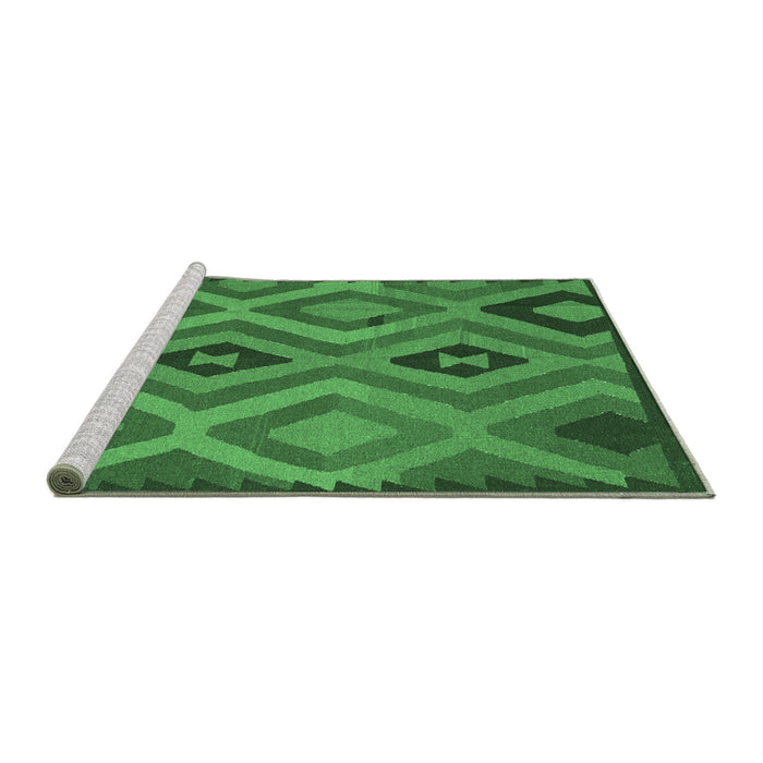 Sideview of Machine Washable Southwestern Emerald Green Country Area Rugs, wshcon2548emgrn