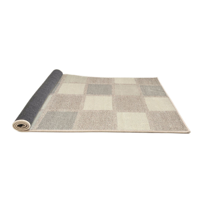 Thickness of Contemporary Tan Brown Checkered Rug, con2549