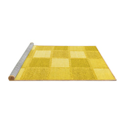 Sideview of Machine Washable Checkered Yellow Modern Rug, wshcon2549yw