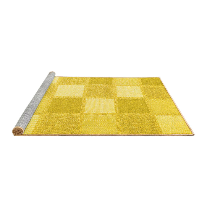 Sideview of Machine Washable Checkered Yellow Modern Rug, wshcon2549yw
