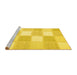 Sideview of Machine Washable Checkered Yellow Modern Rug, wshcon2549yw