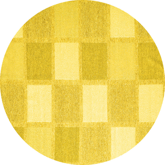 Round Checkered Yellow Modern Rug, con2549yw