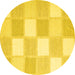 Round Checkered Yellow Modern Rug, con2549yw