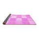 Sideview of Checkered Pink Modern Rug, con2549pnk