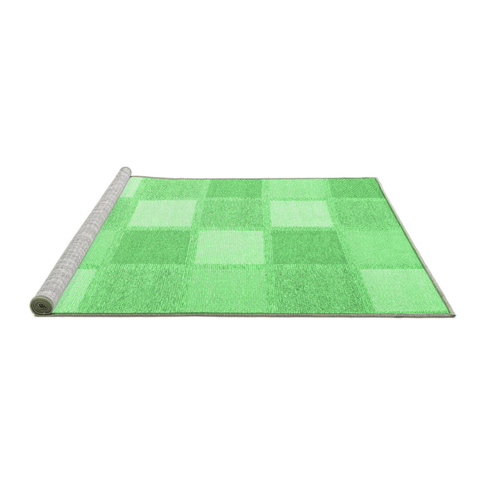 Sideview of Machine Washable Checkered Emerald Green Modern Area Rugs, wshcon2549emgrn