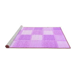 Sideview of Machine Washable Checkered Purple Modern Area Rugs, wshcon2549pur