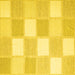 Square Machine Washable Checkered Yellow Modern Rug, wshcon2549yw