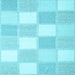 Square Machine Washable Checkered Light Blue Modern Rug, wshcon2549lblu