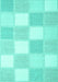 Machine Washable Checkered Turquoise Modern Area Rugs, wshcon2549turq