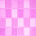 Square Machine Washable Checkered Pink Modern Rug, wshcon2549pnk