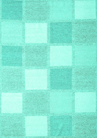 Checkered Turquoise Modern Rug, con2549turq