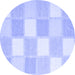 Round Machine Washable Checkered Blue Modern Rug, wshcon2549blu