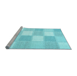 Sideview of Machine Washable Checkered Light Blue Modern Rug, wshcon2549lblu