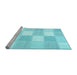 Sideview of Machine Washable Checkered Light Blue Modern Rug, wshcon2549lblu