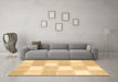 Machine Washable Checkered Brown Modern Rug in a Living Room,, wshcon2549brn