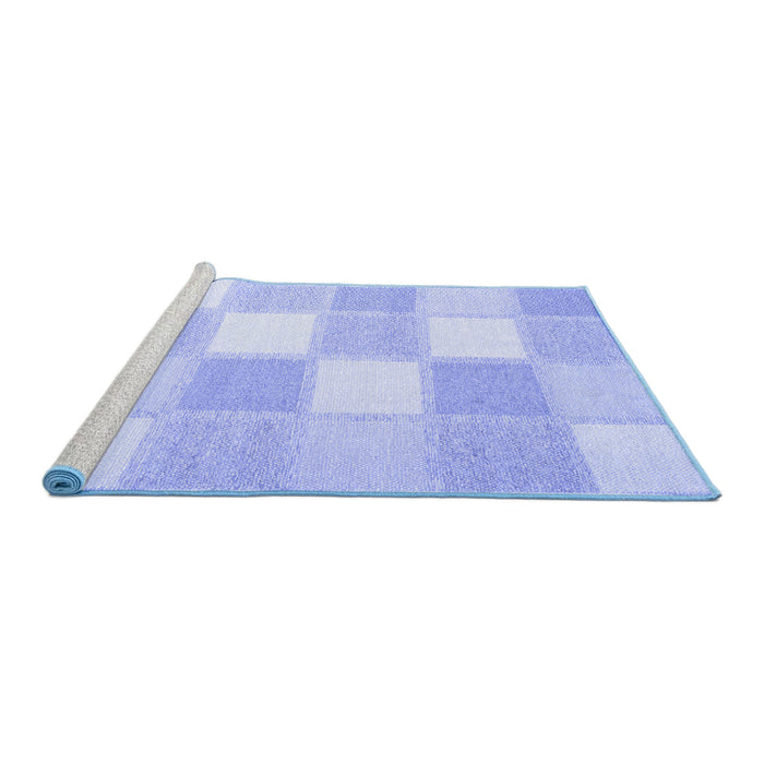 Sideview of Machine Washable Checkered Blue Modern Rug, wshcon2549blu