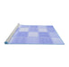 Sideview of Machine Washable Checkered Blue Modern Rug, wshcon2549blu