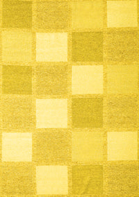 Checkered Yellow Modern Rug, con2549yw