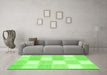 Machine Washable Checkered Green Modern Area Rugs in a Living Room,, wshcon2549grn