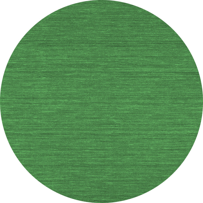 Round Machine Washable Abstract Emerald Green Contemporary Area Rugs, wshcon254emgrn