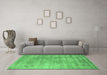 Machine Washable Abstract Emerald Green Contemporary Area Rugs in a Living Room,, wshcon2550emgrn