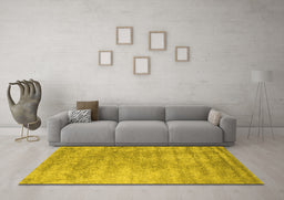 Machine Washable Abstract Yellow Contemporary Rug in a Living Room, wshcon2550yw